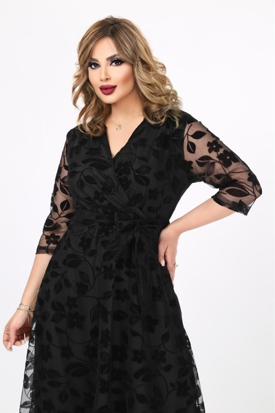 rotop Κομψό φόρεμα με βελούδινο κέντημα και V-ντεκολτέ