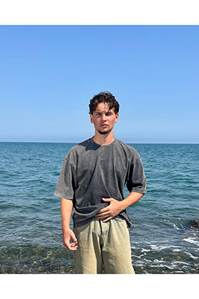 TWILIT Asit Yıkamalı Basic Oversize Tişört