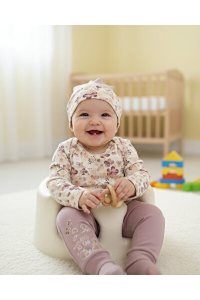 Miniworld Erkek-Kız Bebek Omuz Genişletmeli Çıtçıtlı Body Pijama Bere Takımı, %100 Pamuk , Modern Tasarım