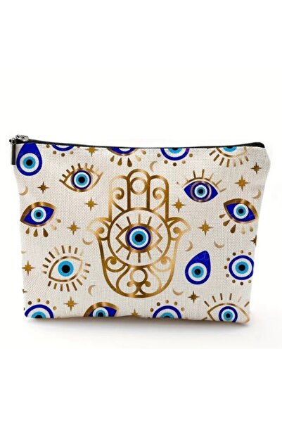 ELOSHE HOLA MAKYAJ ÇANTASI DİJİTAL BASKILI NAZAR BONCUKLU PORTFÖY CLUTCH