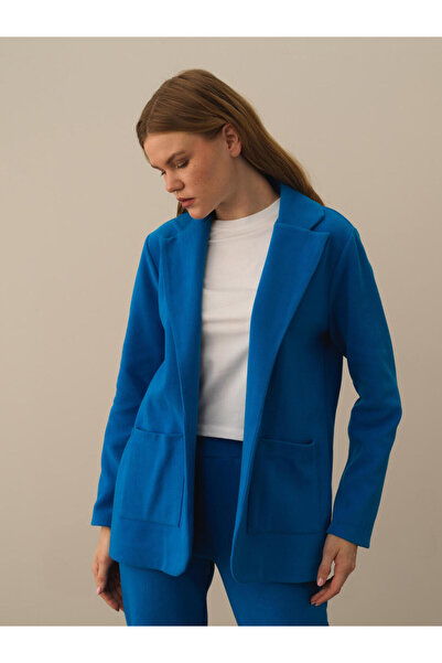 Xint Kadın Mavi Pamuklu Regular Fit Ceket