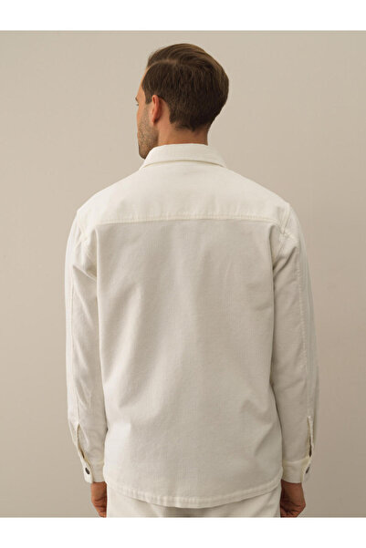 Xint Erkek Ekru Regular Fit Kadife Gömlek Ceket