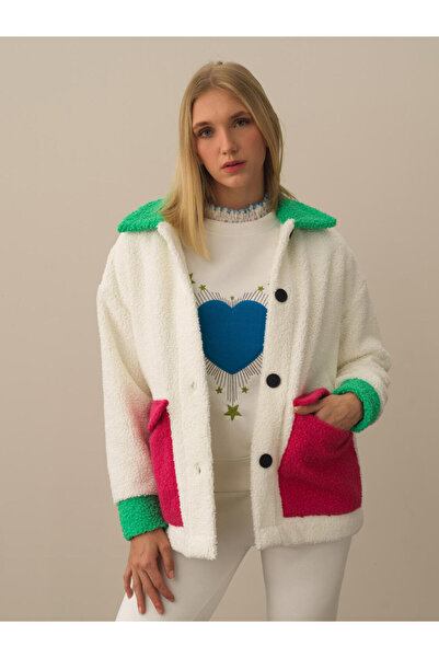 Xint Kadın Kırık Beyaz Formunu Koruyan Oversize Ceket