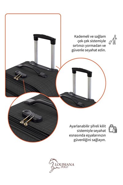 louisiana polo Orta Boy 4 Teker Kumaş Valiz Antrasit 1081