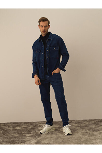 Xint Erkek Mavi Regular Fit Denim Gömlek Ceket