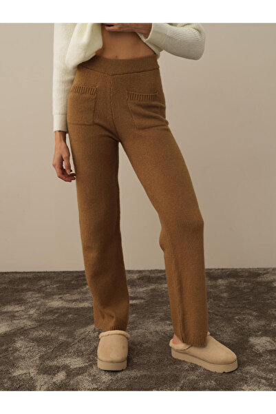 Xint Kadın Camel Lüks Pamuk Dokulu Regular Fit Pantolon