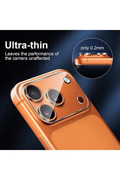 m.tk moveteck Apple iPhone 17 Pro Max Uyumlu Kamera Koruma Lens Koruyucu Temperli Cam Tam Çerceveli Şeffaf Lens