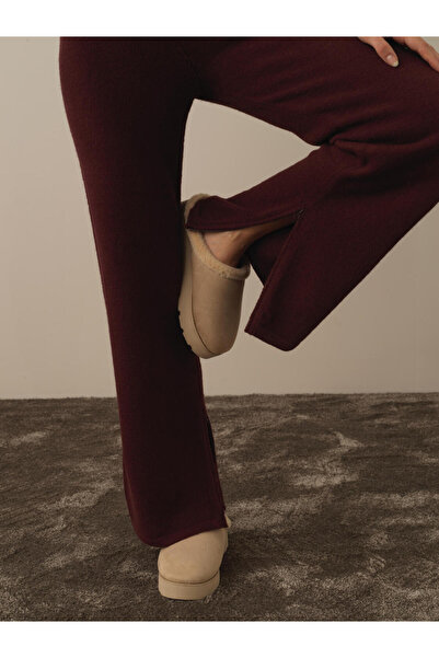 Xint Kadın Bordo Regular Fit Yünlü Triko Pantolon
