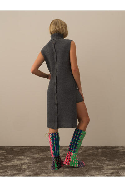 Xint Kadın Gri Regular Fit Yünlü Triko Yelek