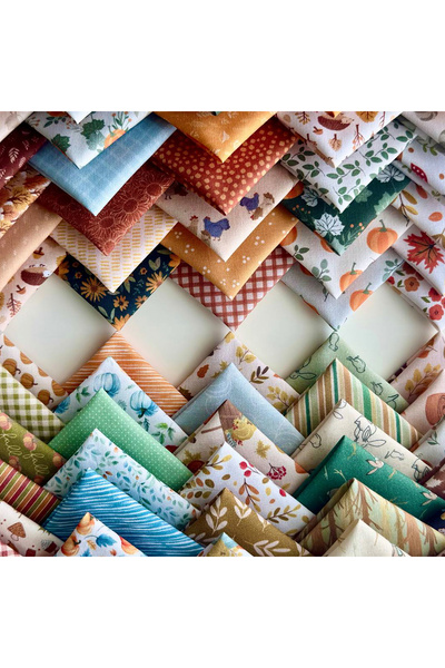 FabricMarket 100% Cotton Satin Patchwork Fabric Set – 60 Pieces 20X20 Cm, Autumn and Pumpkin Themed