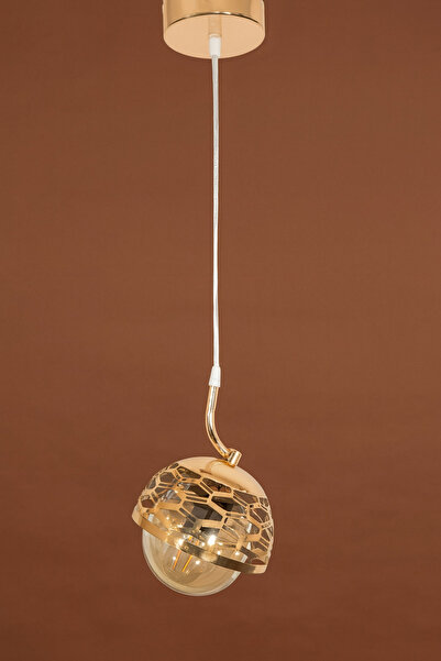 Fer Avize File Tekli Gold Kaplama Dekoratif Avize Antre Mutfak Hol Giyinme Odası Cafe