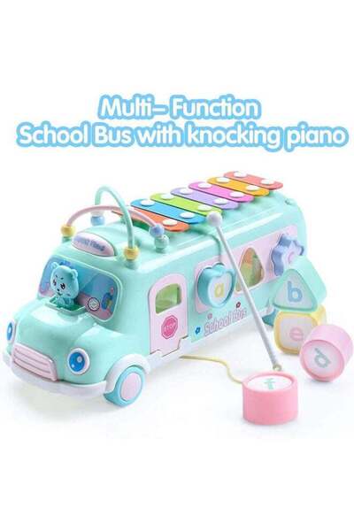 Arabest حافلة موسيقية سعيدة، مزودة بآلة إكسيليفون ومصنف أشكال، ألعاب تعليمية ...