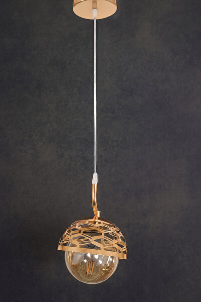 Fer Avize File Tekli Gold Kaplama Dekoratif Avize Antre Mutfak Hol Giyinme Odası Cafe