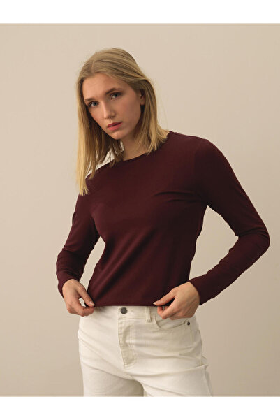 Xint Kadın Bordo Slim Fit Modal Basic Tişört