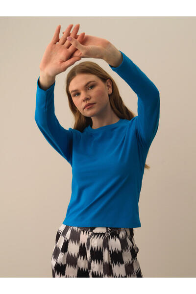 Xint Kadın Mavi Slim Fit Modal Basic Tişört