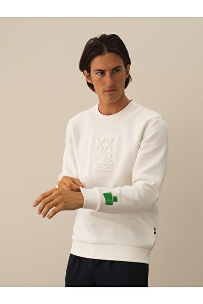 Xint Erkek Kırık Beyaz Pamuk Dokulu Regular Fit Sweatshirt