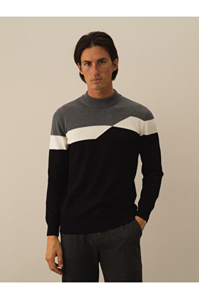 Xint Erkek Siyah Pamuk Dokulu Regular Fit Kazak