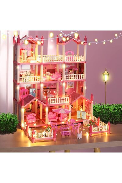 Arabest بيت دمى مصغر يمكنك صنعه بنفسك، مزود بأضواء وأثاث للتجميع، بيت أحلام و...