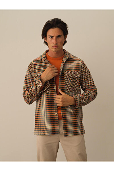 Xint Erkek Turuncu Regular Fit Ekose Gömlek