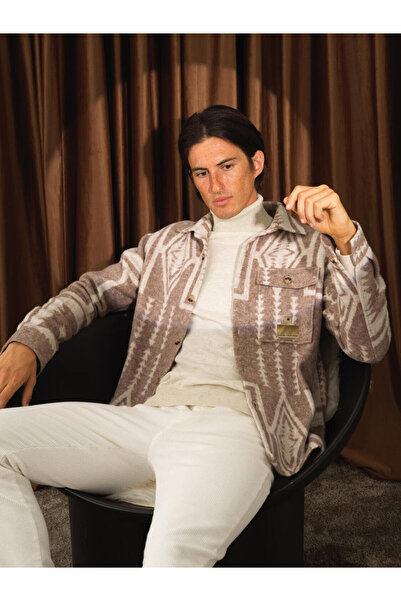 Xint Erkek Camel Regular Fit Desenli Gömlek