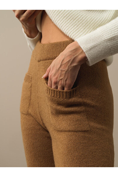 Xint Kadın Camel Lüks Pamuk Dokulu Regular Fit Pantolon