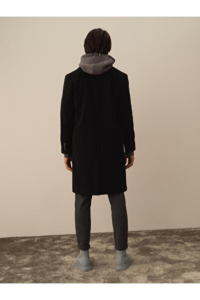 Xint Erkek Siyah Regular Fit Kaşe Kaban