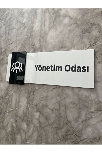 Yönline Yönetim Odası Pleksi Kapı Isimliği 24x8 Cm Beyaz Yönlendirme Levhası ...