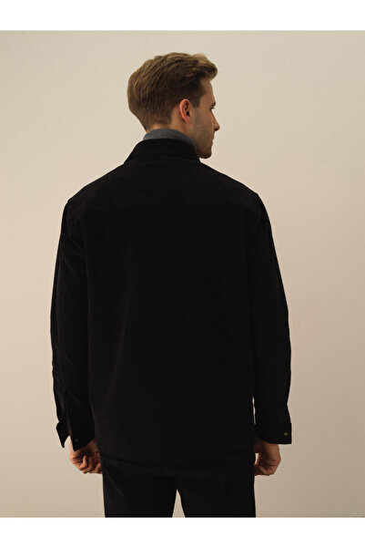 Xint Erkek Siyah Regular Fit Kadife Gömlek Ceket