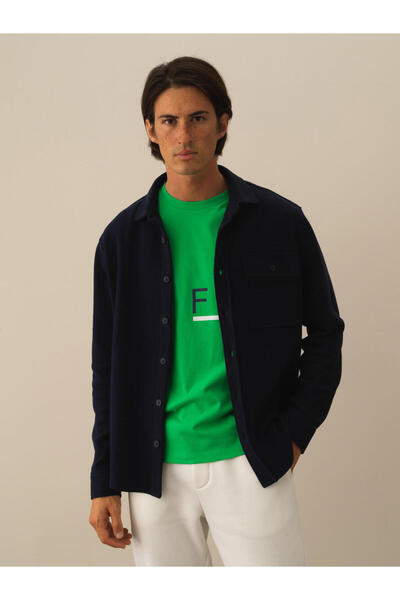 Xint Erkek Lacivert Pamuk Dokulu Regular Fit Gömlek