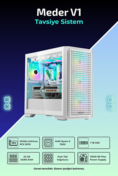 İncehesap Meder V1 R5-7600 32GB 1TB SSD 12GB RTX5070 FreeDos Masaüstü Oyuncu Bilgisayarı