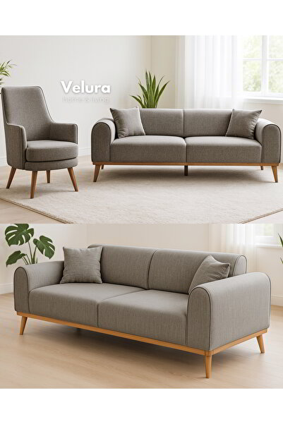Velura Home & Living Valo Oturma Grubu & Koltuk Takımı (3+1) - Açık Krem