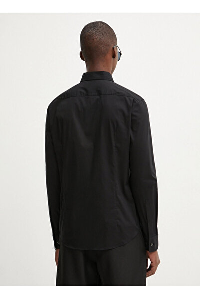 HUGO Slim Fit Black Plain Men's Shirt 50505315_Ermo
