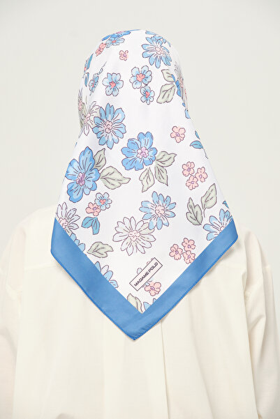 Madame Polo Φουλάρι με σχέδιο Twil 90x90 εκ. Αντιολισθητικό ύφασμα Baby Blue