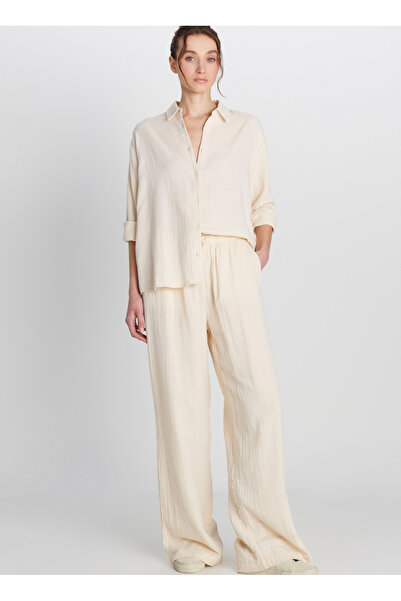 WRANGLER Relaxed Gömlek Yaka Ekru Kadın Gömlek W2510783104-Müslin Gömlek