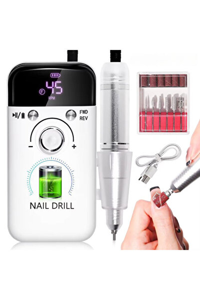 clickzu Pilă electrică de unghii cu viteză reglabilă de 45000 RPM, cu 6 freze și 6 pile