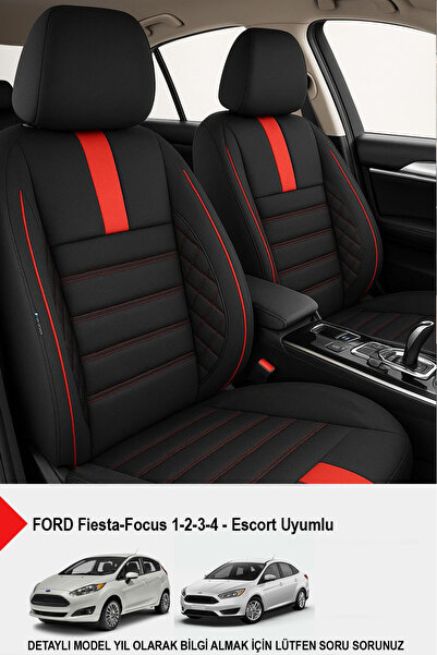 GM-DESIGN غطاء مقعد سيارة من ريش التايلاندي الأحمر من أونيكس - (متوافق مع فورد فوكس - فييستا - إسكورت)