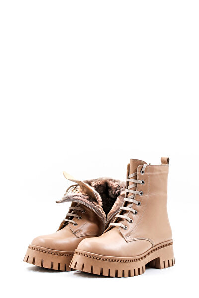 TUGERDİ Tugerdi Hakiki Deri Vizon Kürklü Fermuarlı Klasik Kadın Postal Bot TG...