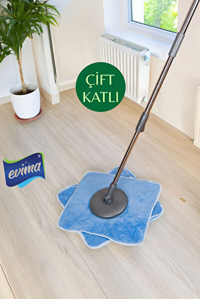 Temsan 1 Adet Çift Katlı Döner Başlıklı Havlu Mop Paspas Uç Yedeği Döner Setl...