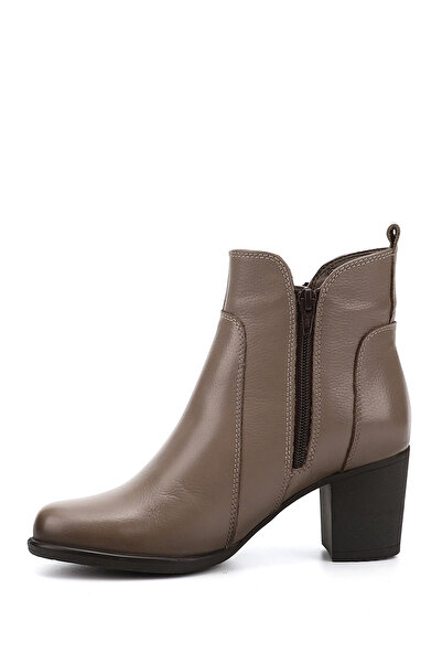 GÖNDERİ(R) Kadın / Kız Vizon Floter Fermuarlı Kalın Topuklu Hakiki Deri Bot