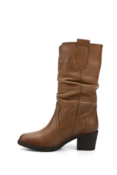 GÖNDERİ(R) Női / lány Mink antik vastag sarkú fújtató valódi bőr csizma