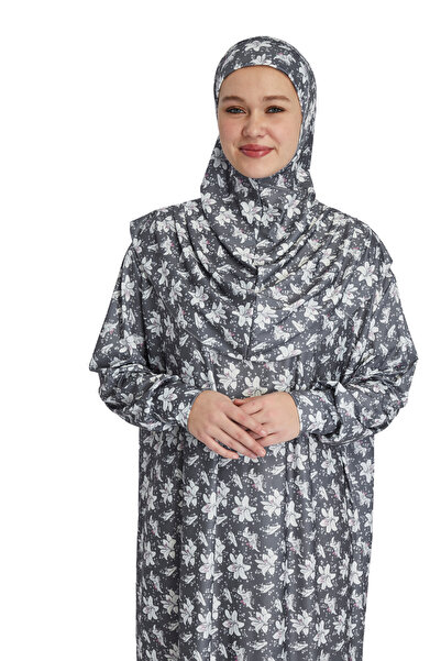 manolyaşal islamic hijab Pratik Tek Parça Manolya Desenli Namaz Elbisesi