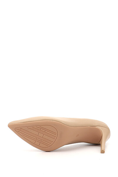 GÖNDERİ(R) Women's Nude Platinum Pointed Toe Thin Heeled Genuine Leather Stiletto