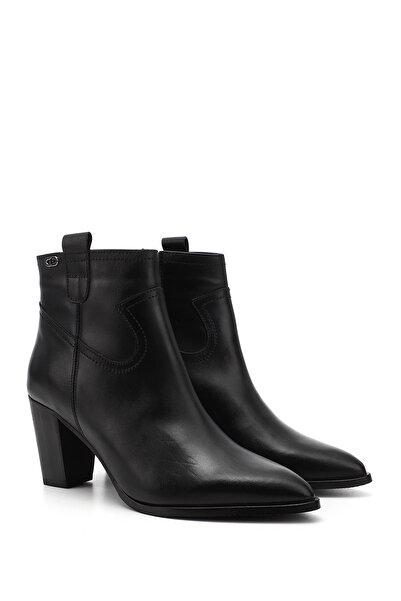 GÖNDERİ(R) Kadın / Kız Siyah Fermuarlı Sivri Burun Hakiki Deri Bot