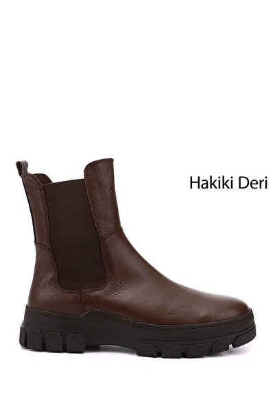 GÖNDERİ(R) Dámské / Dívčí Coffee Floater Gumová podešev Chelsea Boots z pravé kůže
