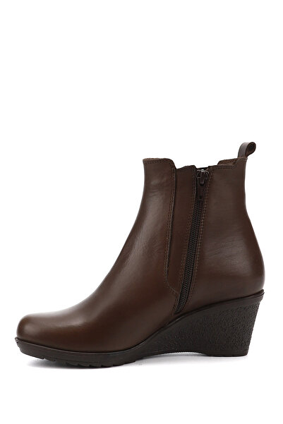 GÖNDERİ(R) Women/Girls Brown Antique Zippered Wedge Heeled Genuine Leather Chelsea Boots