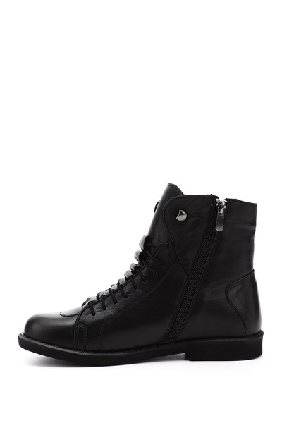 GÖNDERİ(R) Kadın / Kız Siyah Fermuarlı Kauçuk Taban Hakiki Deri Bot