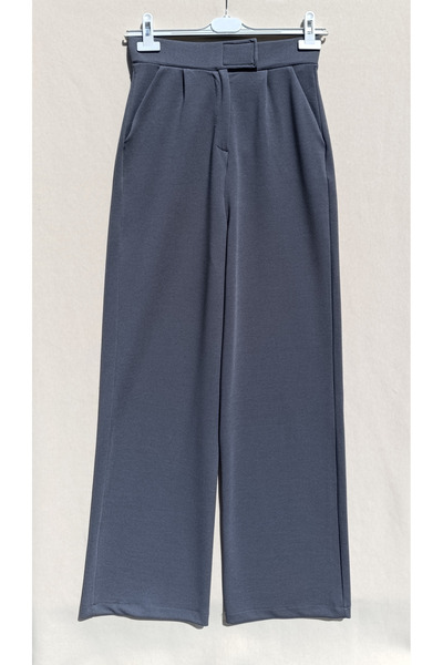 siyalife Ženske Visok struk čičak trake široke Sa džepovima sive noge Palazzo...