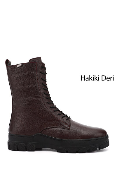 GÖNDERİ(R) Kadın / Kız Bordo Floter Fermuarlı Kauçuk Taban Hakiki Deri Postal Bot