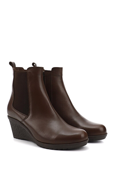 GÖNDERİ(R) Women/Girls Brown Antique Zippered Wedge Heeled Genuine Leather Chelsea Boots