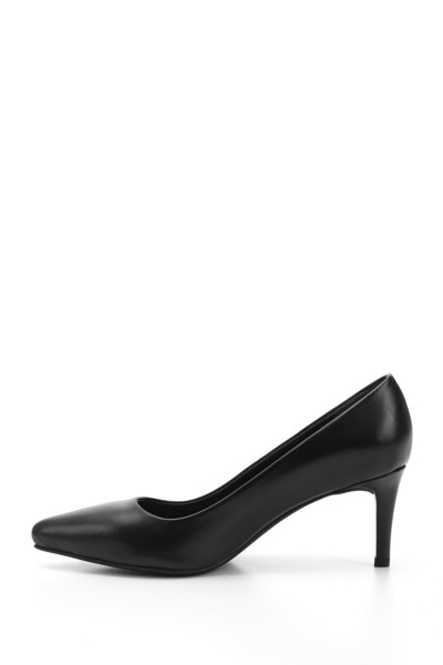 GÖNDERİ(R) Women's Black Platinum Pointed Toe Thin Heeled Genuine Leather Stiletto